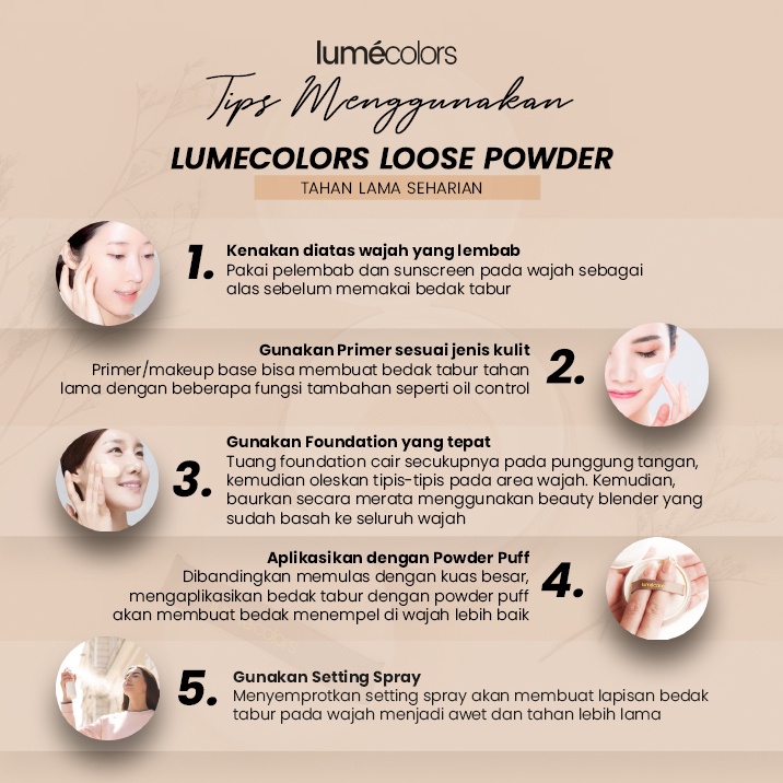 (Free Emas) Lumecolors Bedak Tabur Loose Powder Pore Blurring Effect With Oil Control - Light