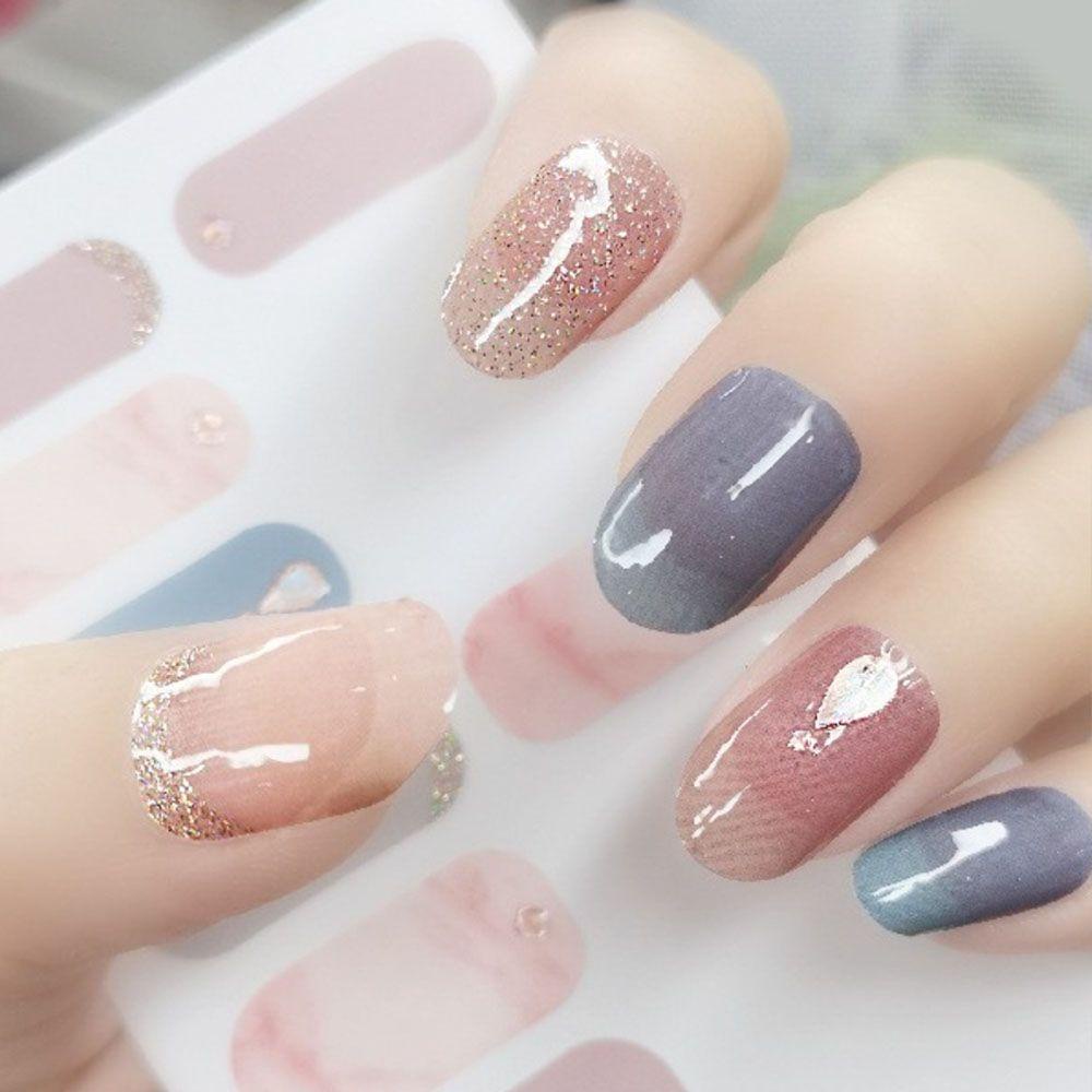 Mxbeauty Self-Adhesive Stiker Kuku Wanita Sederhana Bronzing Salon Kuku Nail Art Sliders DIY Nail Decals