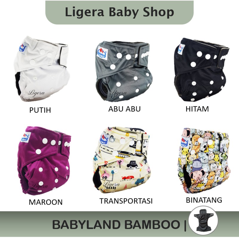 Popok Kain Clodi Kancing Babyland Original Bamboo - Pilih Motif A