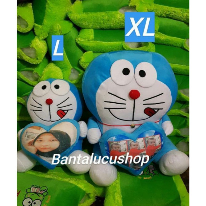 Boneka Doraemon Jumbo Love Ukir Nama / Custom foto Boneka Doraemon Custom  Proses Cepat