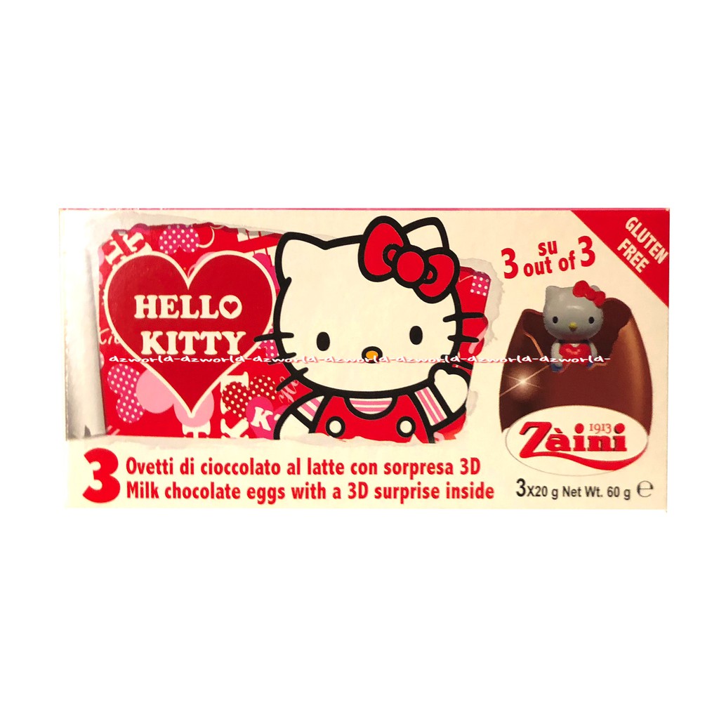 Zaini Hello Kitty Coklat Telor Egg Chocolate berisi 3 coklat telor Helo Kity Kitty Kiti Zainy HK Eggs