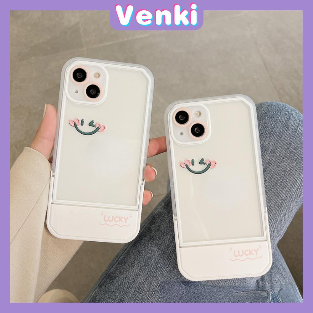 iPhone Case Silicone Soft Case Clear Case Folding Stand Shockproof Protection Camera Smiley Simple Cute Compatible For iPhone 11 iPhone 13 Pro Max iPhone 12 Pro Max iPhone 7Plus xr