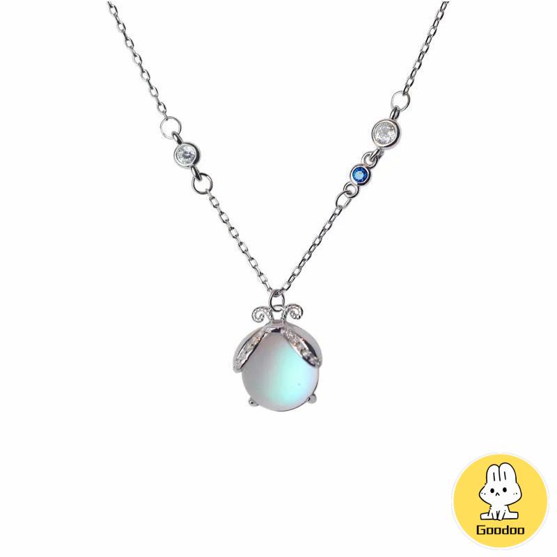 Moonstone Firefly Kalung Wanita Senior Rantai Klavikula Siswa Hadiah Ulang Tahun Desain Niche -Doo