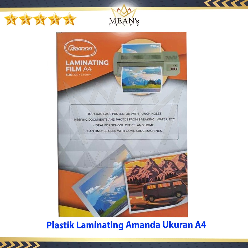 

Plastik Laminating Amanda Ukuran A4 100 Micron / Plastik Press A4