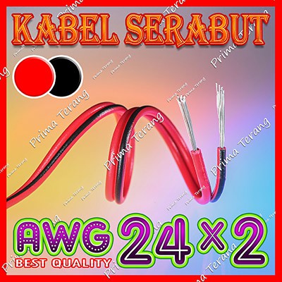 Unik Kabel Eceran AWG24x2 Ecer AWG 24 x 2 Serabut Merah Hitam @10 Cm Limited