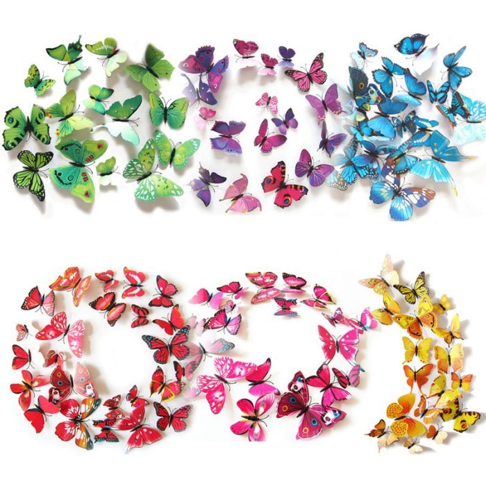 3D Butterfly Wall Sticker - Stiker Dinding Kupu-kupu (12pcs)