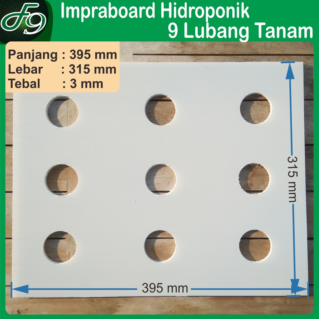 Impraboard Hidroponik 9 lubang Netpot 5cm