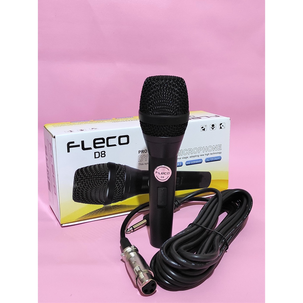 Mic Microphone Professional Kabel Fleco D8 Mic Karaoke Original