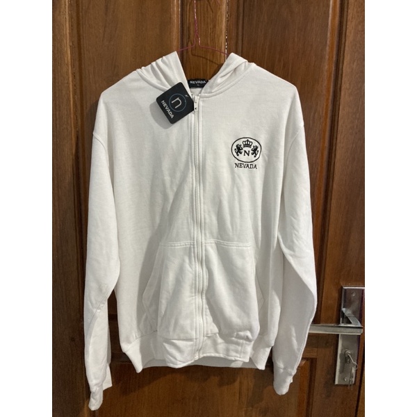 Jaket Nevada hoodie putih