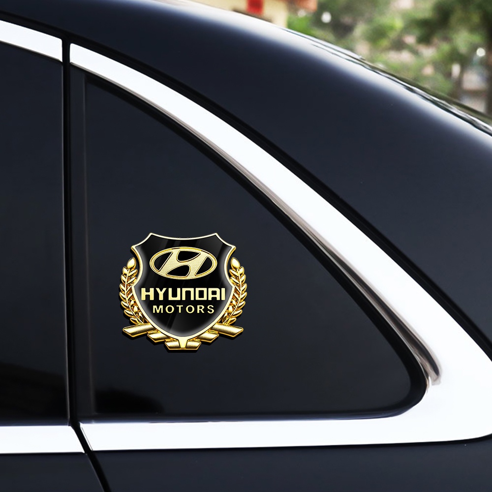 2pcs Stiker Emblem / Badge Metal 3D Untuk Jendela Samping Mobil Hyundai Matrix Getz Accent I10 Starex Atos Elantra Sonata