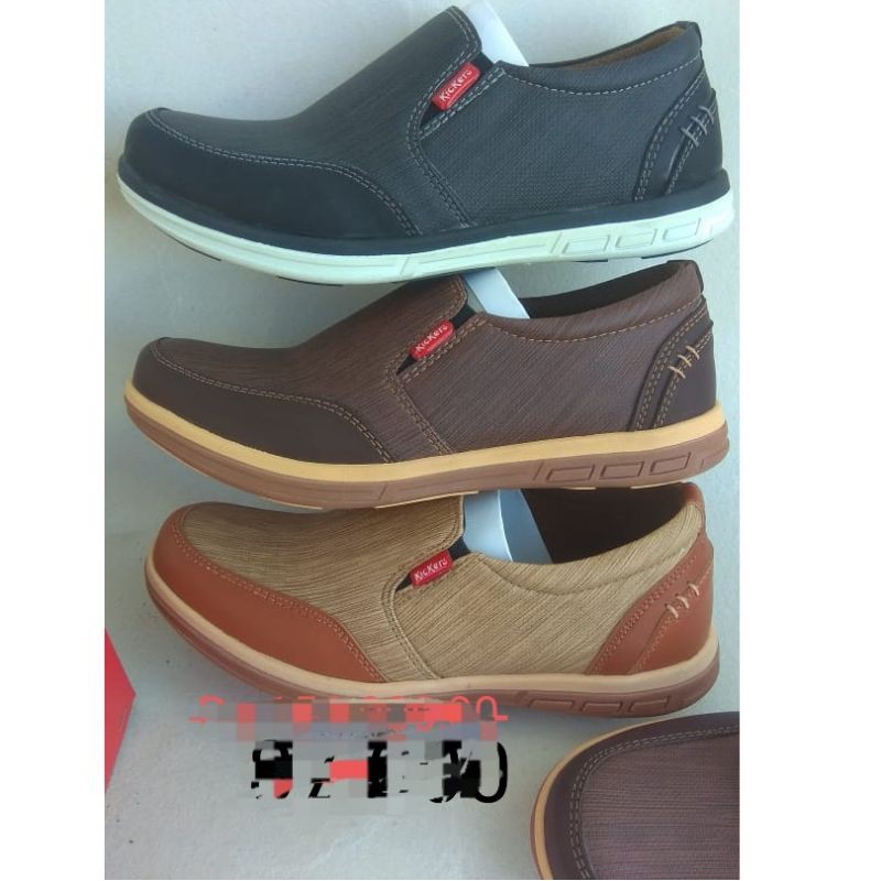 Sepatu Pria Slip On Kasual J 28 Kulit Original Casual Sol Karet Import Anti Hujan