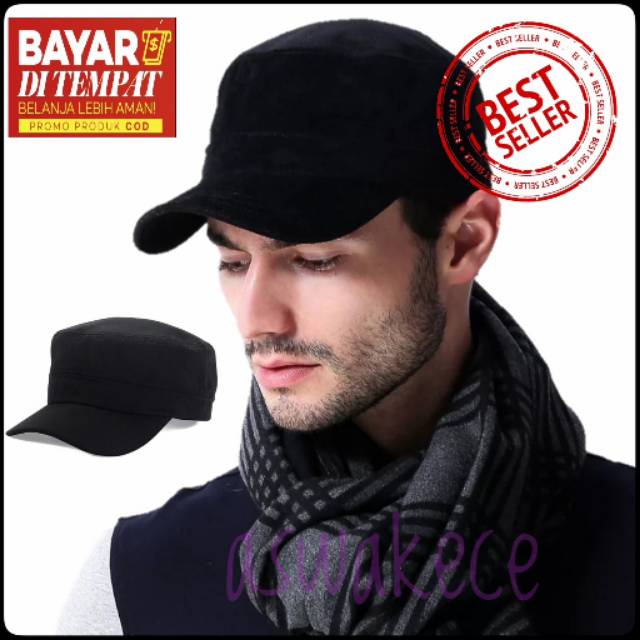 TOPI KOMANDO HITAM POLOS