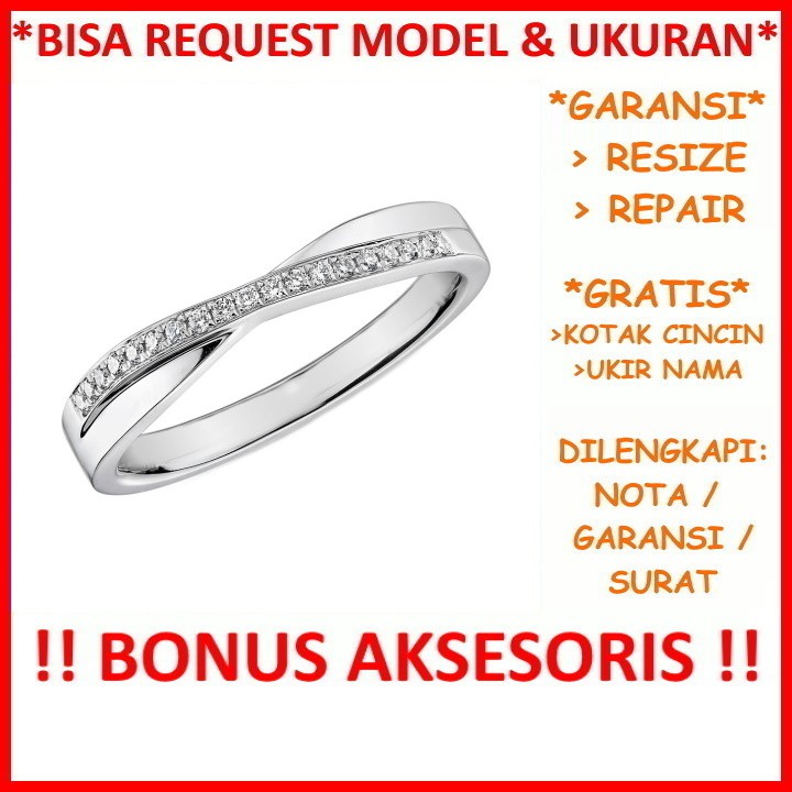 Gratis Ukir Nama Bisa Pesan Model Garansi Silver Asli Cincin Kawin Wanita Perak Nikah Tunangan Id456