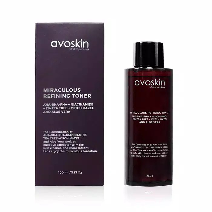 AVOSKIN MIRACULOUS REFINING TONER  100 ml /AVOSKIN/TONER/EXFOLIATOR/JERAWAT/PEMBERSIH WAJAH