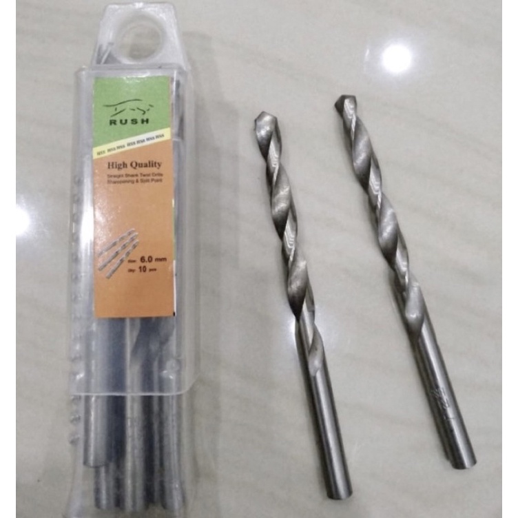 Mata bor besi rush 6mm Mata bor besi hss putih 6 mm nikel Mata bor besi 6mili