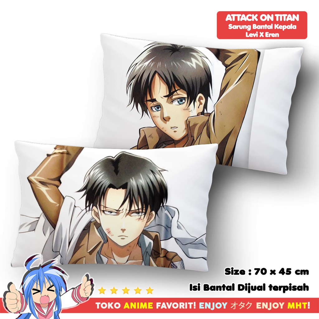 Sarung Bantal Kepala Anime Shingeki no Kyojin SNK Attack On Titan AOT Levi Ackerman Eren Yeager