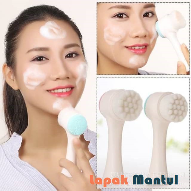 LM-0090 Silikon Lembut Pembersih Wajah 2 Sisi - Alat Pembersih Pemijat Muka Silicone Halus