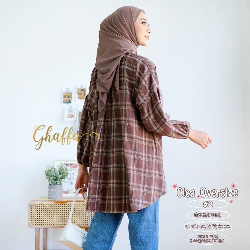 CICA OVERSIZE #1 #2 #3 #4 #5 BY GHAFFA THE LABEL / BLOUSE WANITA MUSLIMAH / Flanel kotak-kotak jumbo terbaik