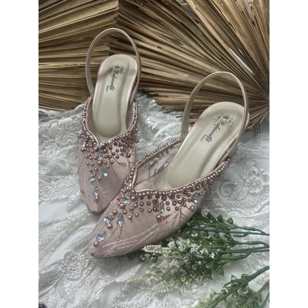 sepatu wanita rosegold pesta wedding yasintya tali 5cm kaca