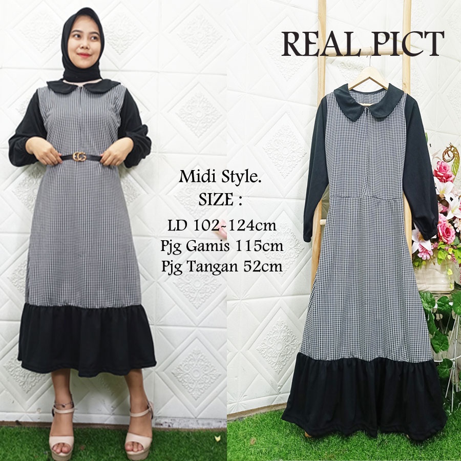 CARLY BUSUI MIDI GAMIS KOTAK FREE GESPER GL FASHION