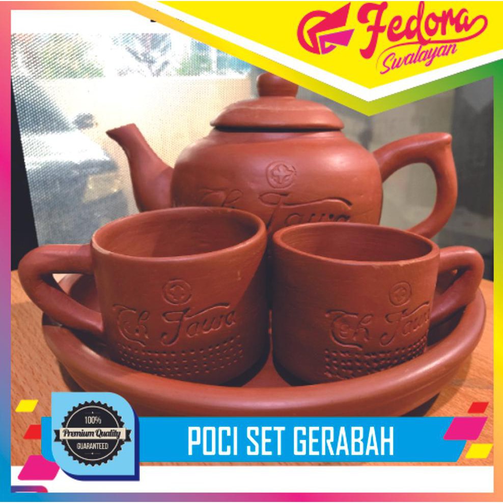 New Poci Set Gerabah Tanah Liat - Poci Teh Jawa