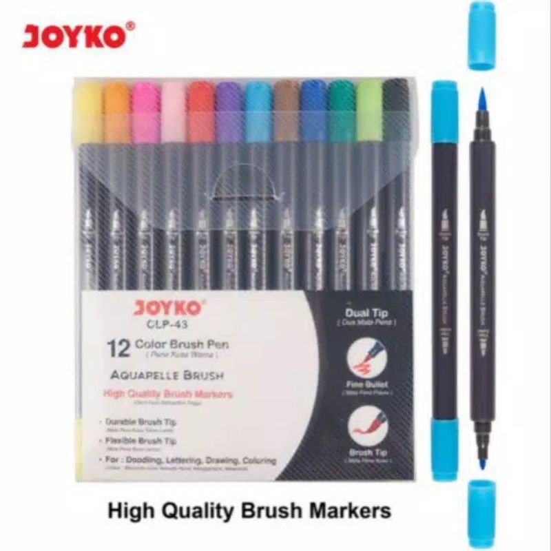

Spidol Brush Pen Joyko CLP-43 Aquarelle High Quality 12 Warna