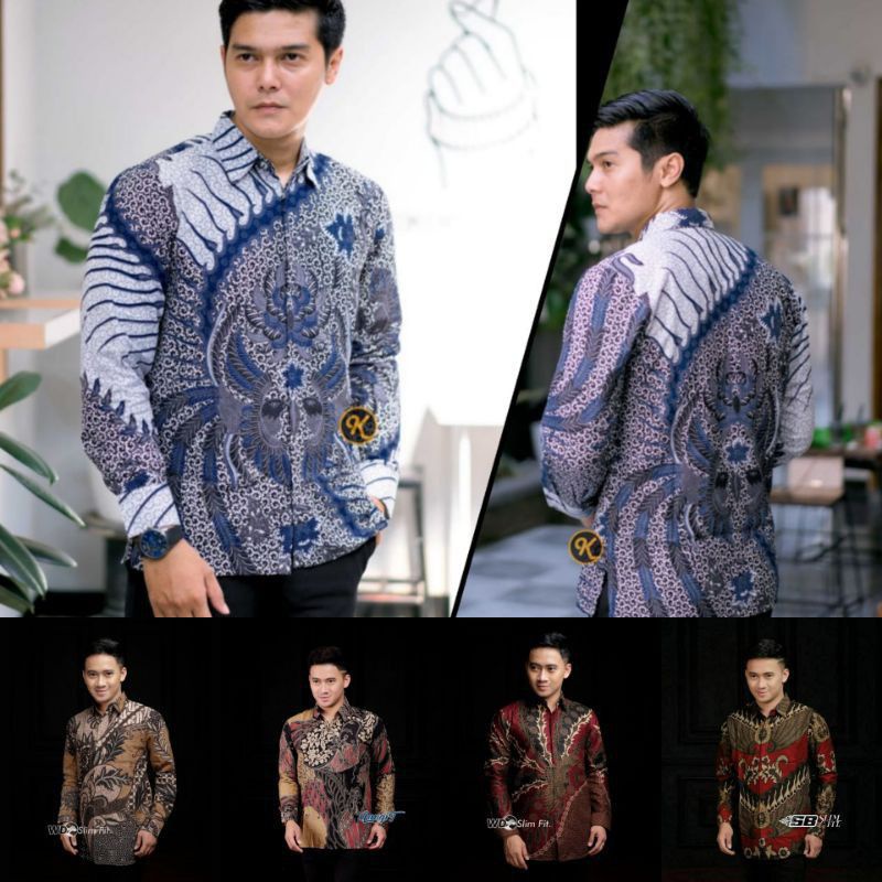 Baju Batik Pria Slimfit Big Size M L XL XXL Atasan Kemeja Batik Lengan Panjang Original