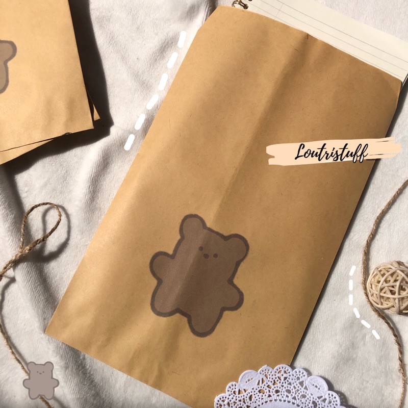 

Packaging Amplop Coklat Motif Beruang Sedang | Packaging amplop asthetic vintage