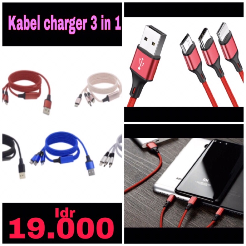 USB cable/ kabel USB 3 in 1 MURAH