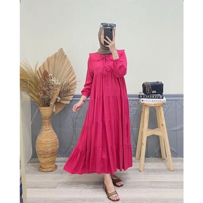 VICA MIDI DRESS FUSCHIA TUNIK KEMEJA RAYON FANTA FUSCHIA KEKINIAN TERMURAH PREMIUM