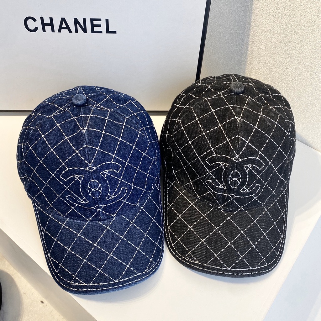 With Boxdenim Denim Topi Kotak-kotak Chanel Tas