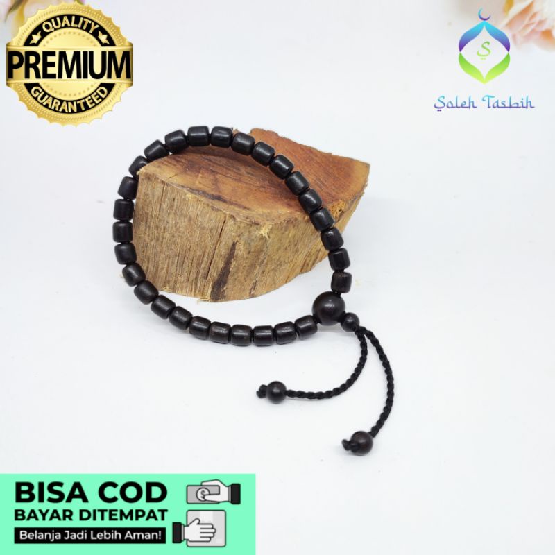 Gelang Kayu Galih Kelor Hitam Size 6mm Motif Tabung_Gelang Pria Dan Wanita