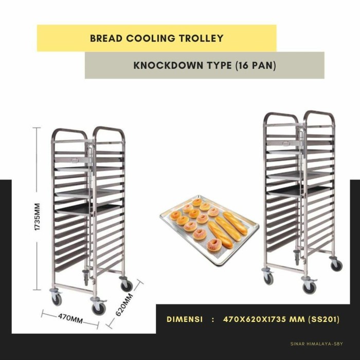 Trolley cake dan bakery 16 tray Rak Loyang Trolley SHM-16 T