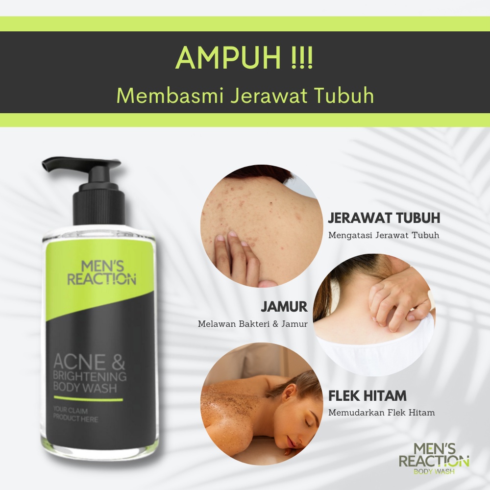 MEN'S REACTION ACNE & BRIGHTENING BODY WASH - Sabun Jerawat Badan Mens Reaction Acne Brightening Bod
