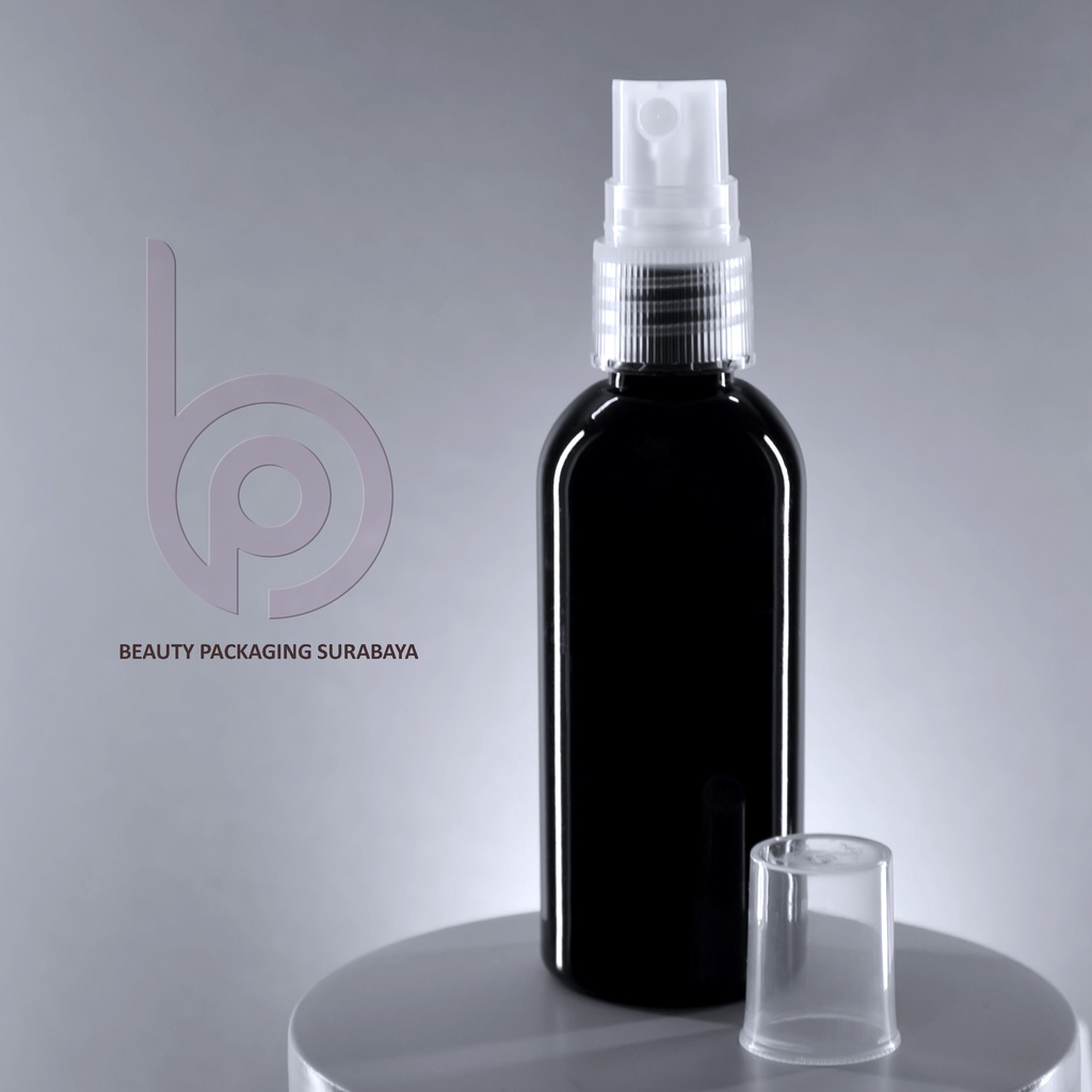 Botol Plastik PET 60ml BR Hitam Tutup  Spray