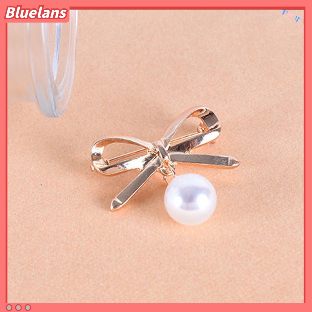 Bluelans 2Pcs Women Lady Fashion Bowknot Big Faux Pearl Alloy Brooch Pins Jewelry Gift