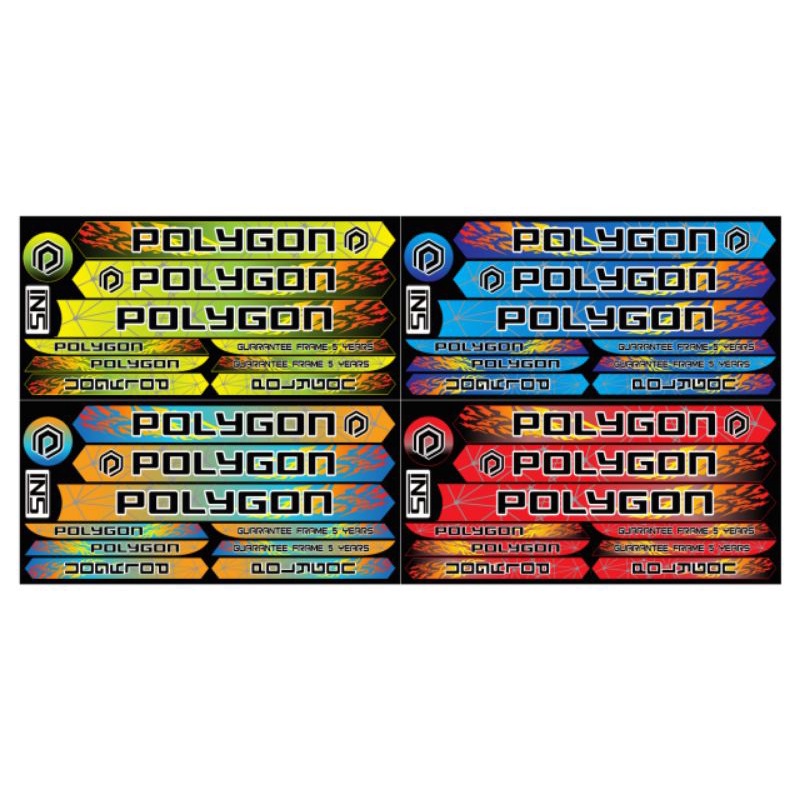stiker sepeda bmx 12 16 18 Polygon 1lembar isi 4 decal glossy mengkilap