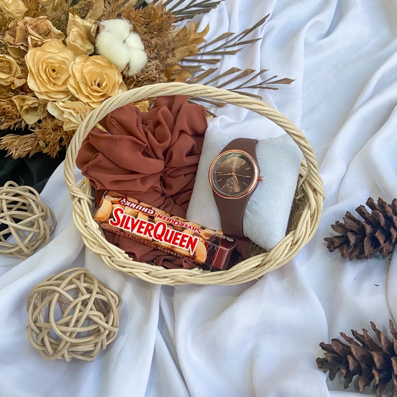 [BIG SCRUNCHIE] KADO SCRUNCHIE JAM COKLAT HAMPERS VALENTINE ANNIVERSARY GIFT KADO PACAR