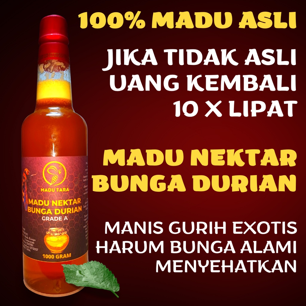 MADU NEKTAR BUNGA DURIAN 100%ASLI MENTAH MURNI RAW PURE HONEY MADUTARA