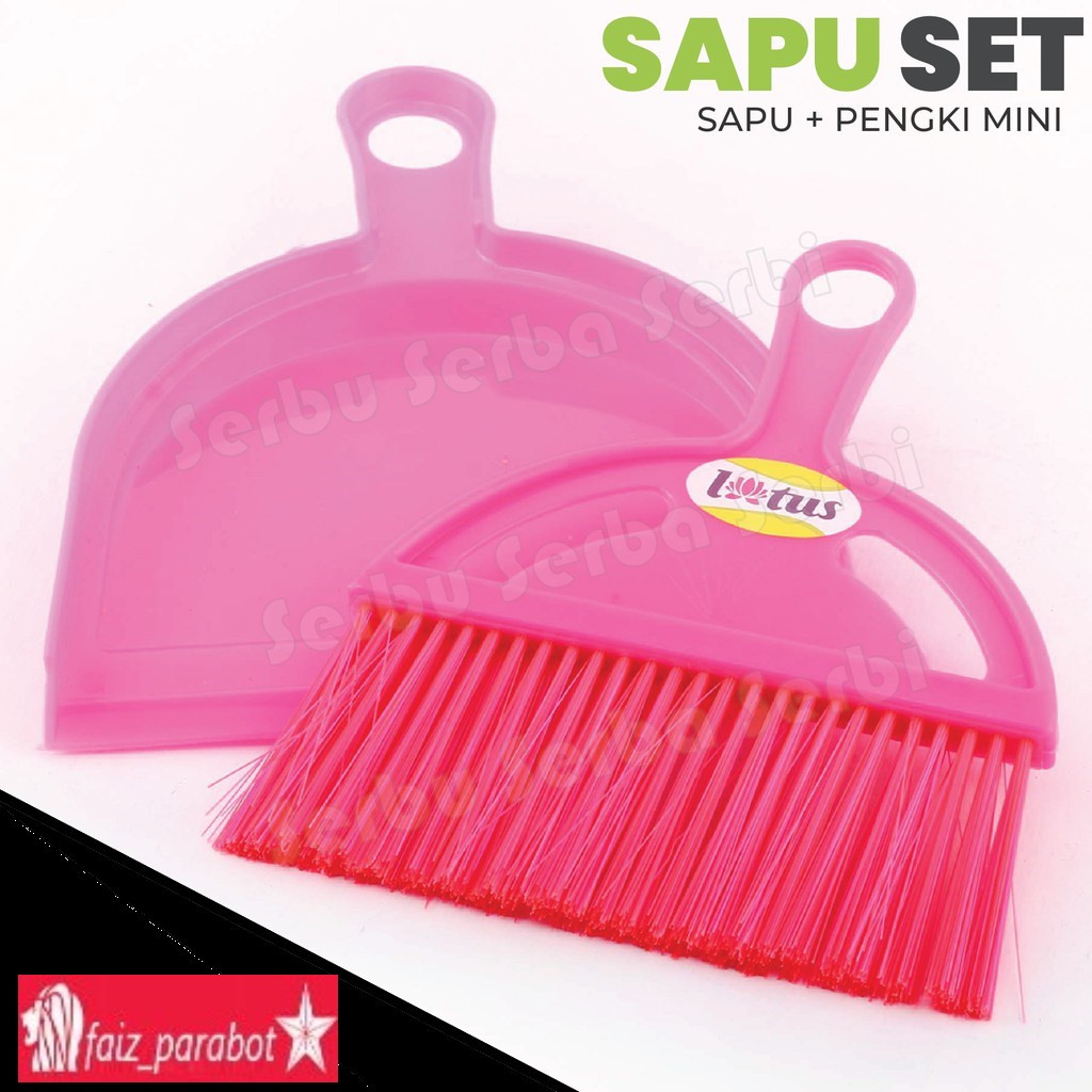 Sapu Pengki Set Kecil /Mini Dustpan / Sapu serokan Mini lotus