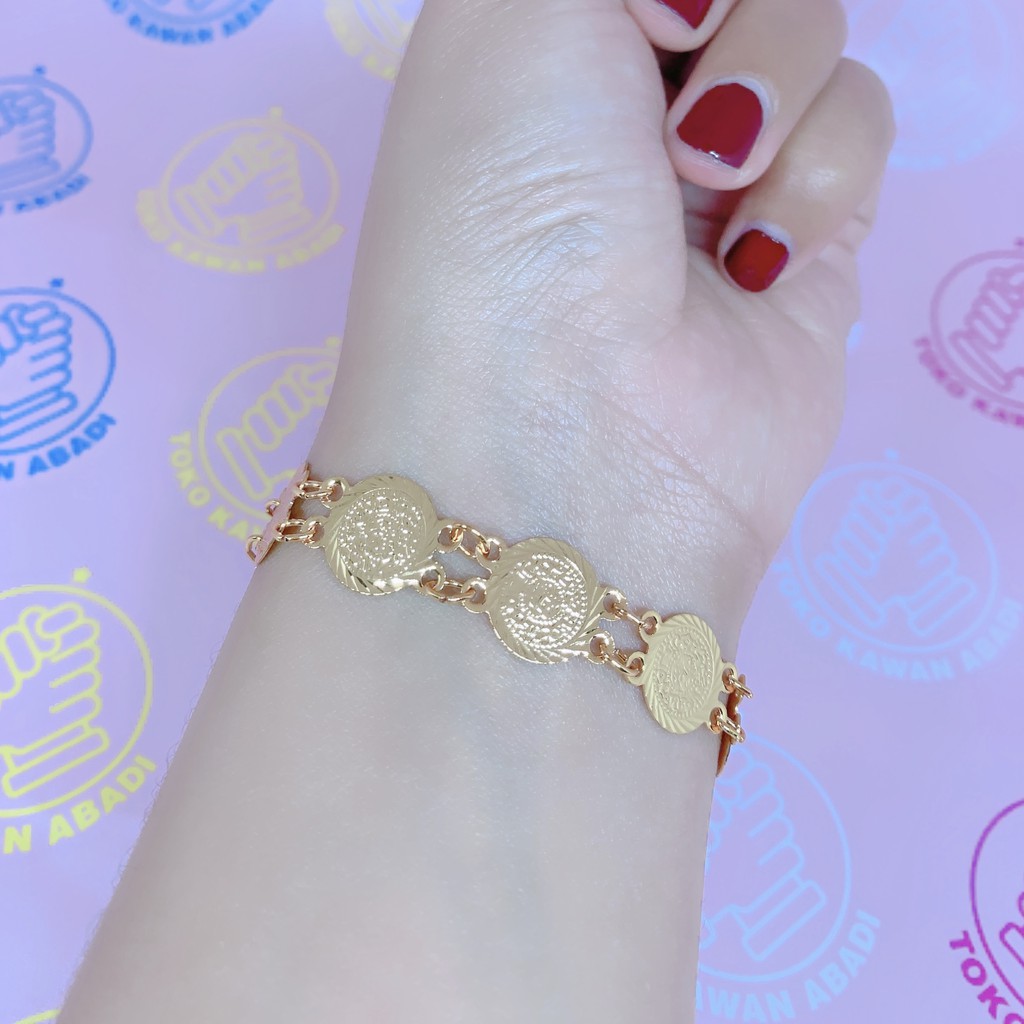 Gelang Tangan Xuping Gold Perhiasan Fashion Wanita Dewasa Rantai Plat Silang *13