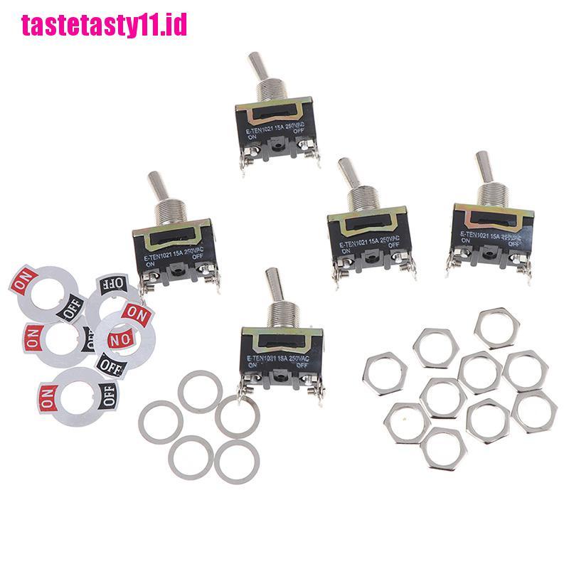 5 Pcs Toggle Rocker ON / OFF 15A 250V SPST 2 Pin Untuk Mobil Dan Perahu