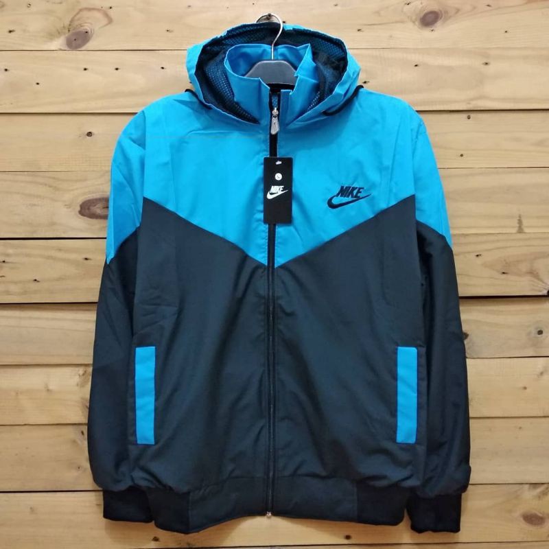 Jaket parasut nike biru hitam