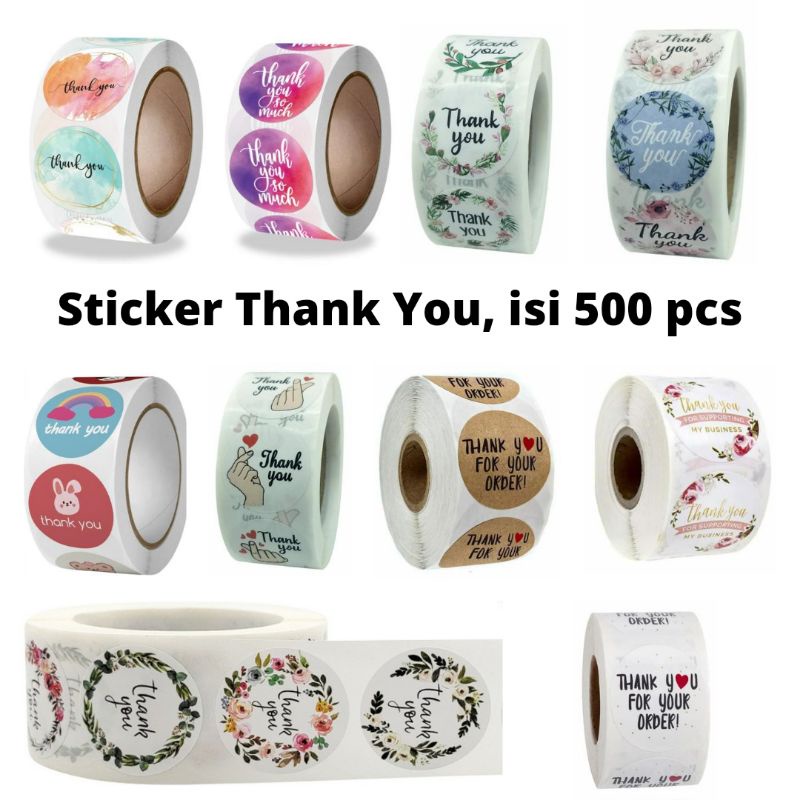 Sticker Thank You isi 500 pcs Stiker Olshop Packing Murah Aesthetic Estetik