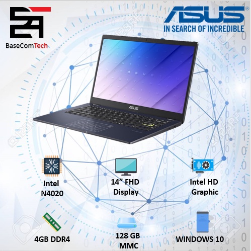 Laptop Asus Vivobook E410MA INTEL N4020 RAM 4GB 128/192GB 14HD WINDOWS 10-BLACK 128GB LIMITED