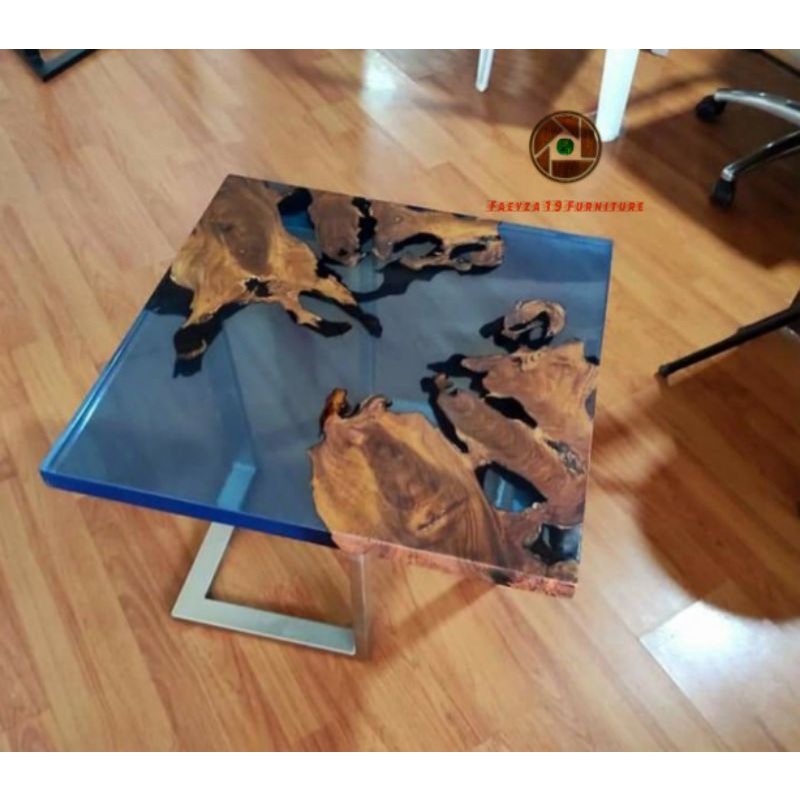 Meja kantor resin kaki besi gold