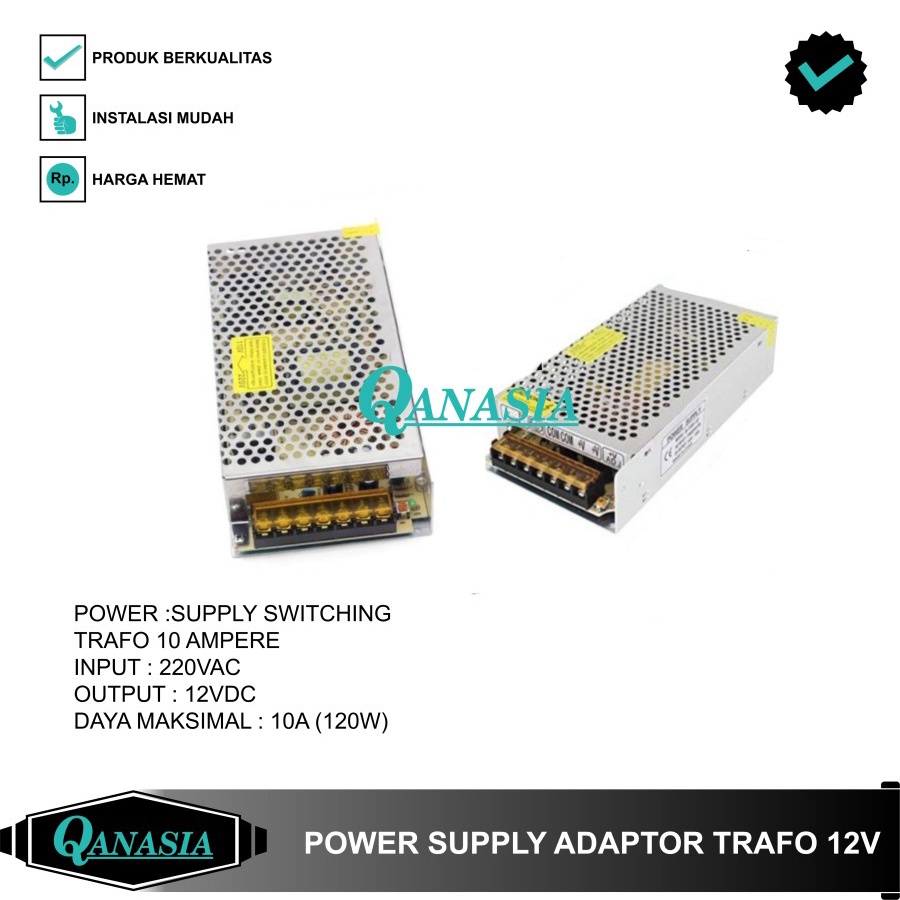 Power Supply Adaptor 12V 10A - Trafo 12 Volt 120W