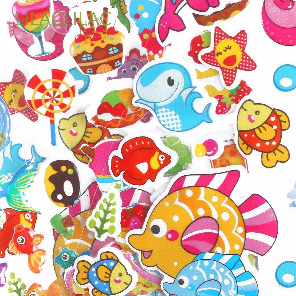 10pcs Stiker Kertas 3d Motif Kartun Ikan Lucu Untuk Anak Tk