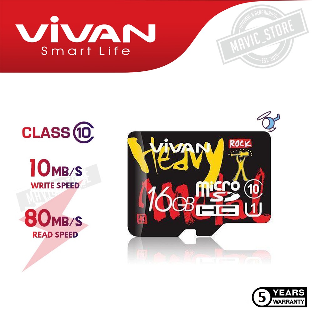 Micro SD VIVAN V16U10 16GB  TF Card Memory Card Class 10 Black + Red - Garansi Resmi vivan