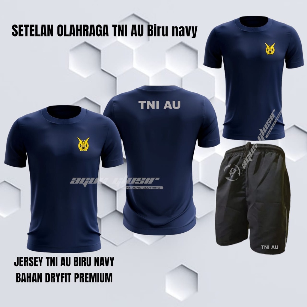 BAJU/KAOS SETELAN JERSEY OLAHRAGA TNI AU Biru navy || SETELAN KAOS JERSEY DAN CELANA TNI AU Biru Nav